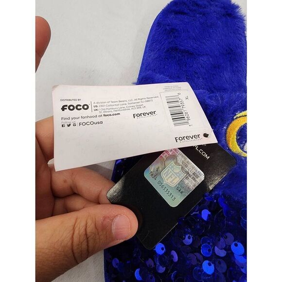 FOCO Size XL Womens NFL Los Angeles Rams sequin slippers - Picture 7 of 9